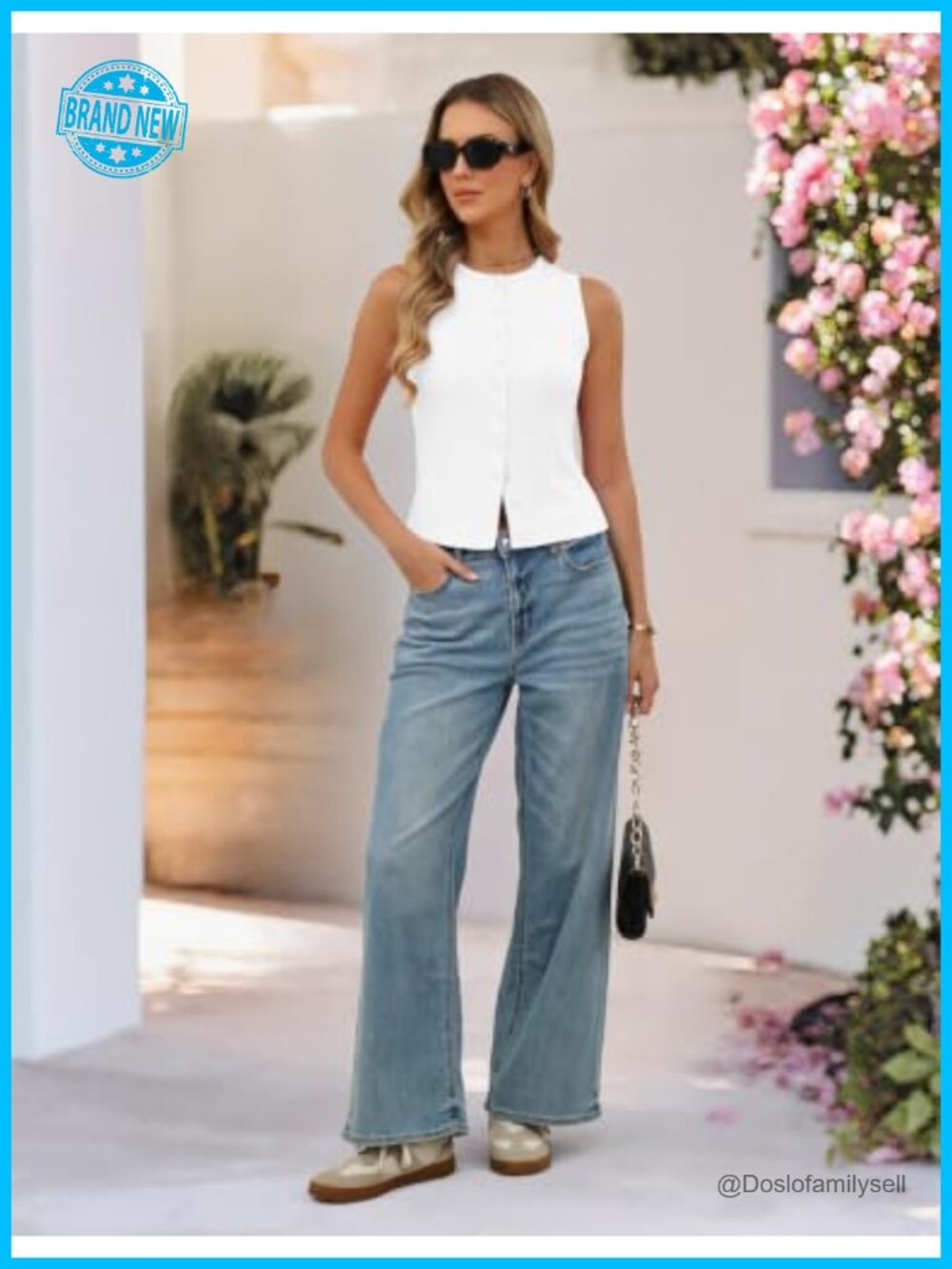 Ribbed Button Down Sleeveless Tank Top Y2K Slim Fit Summer Going Out Crop Top - Picture 3 of 6